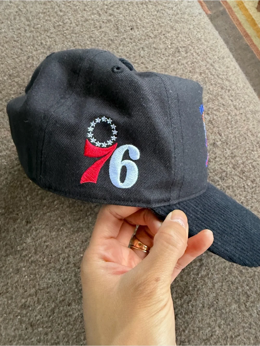 Philadelphia 76ers Black Corduroy Snapback Hat